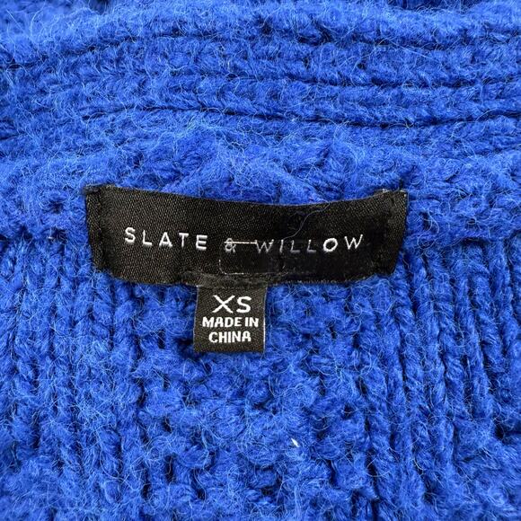 Slate & Willow Women's Bobble Chunky Knit Cardigan Sweater XS Blue - Picture 3 of 14